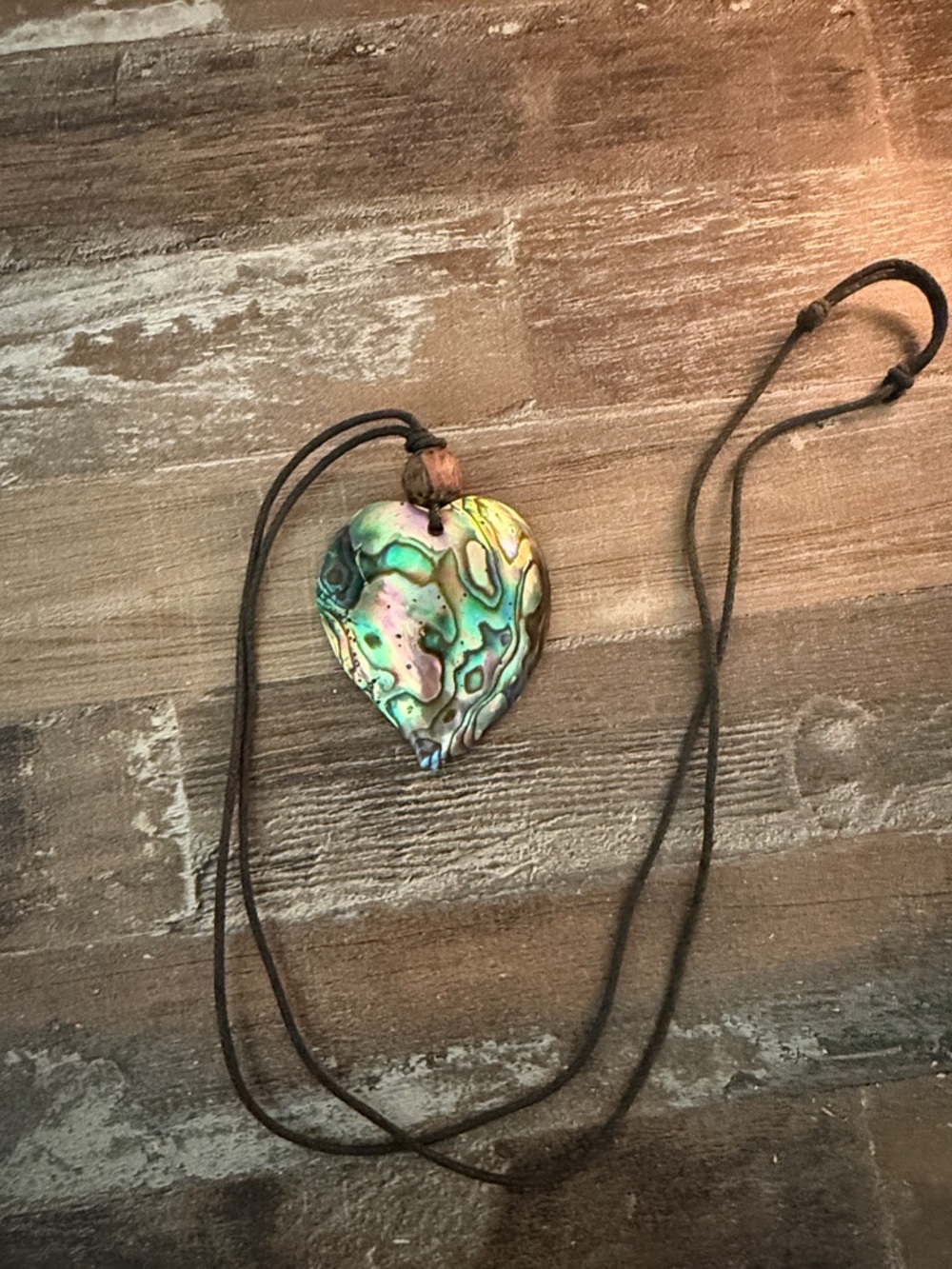 Abalone Heart Pendant Necklace - Iridescent Multicolor